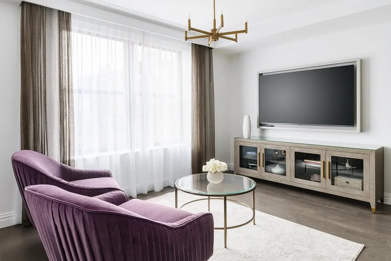 The Wallace Hotel Junior Queen Suite Sofas and TV
